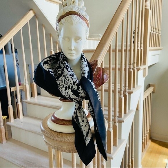 Echo Vintage Abstract Print Silk Square Scarf - Picture 2 of 6